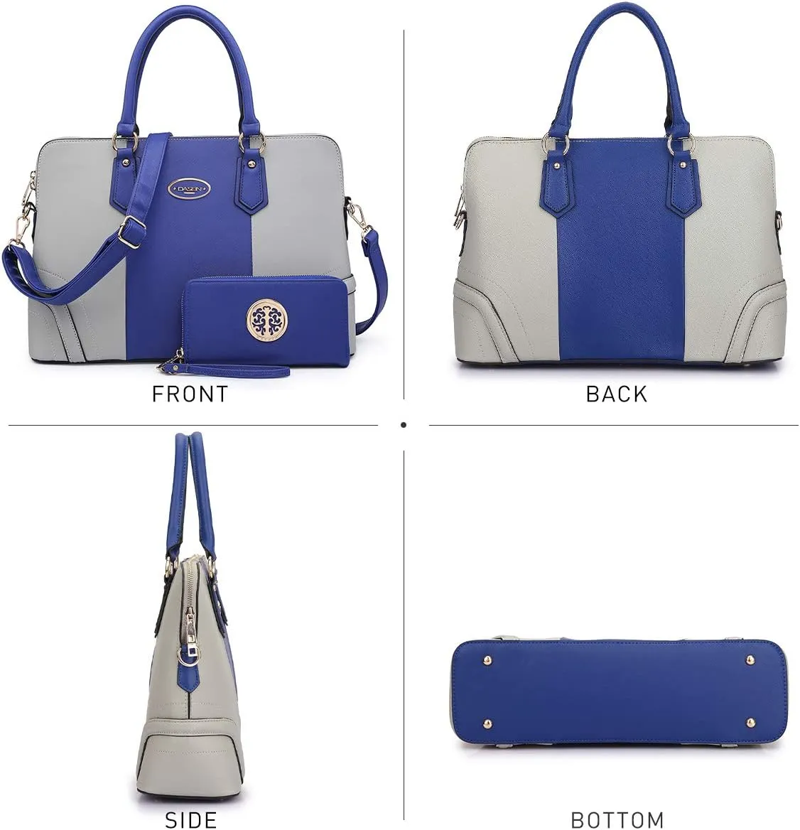 Dasein Women Two Tone Tote Colorblock Purses Handbags for Women Shoulder Work Bag