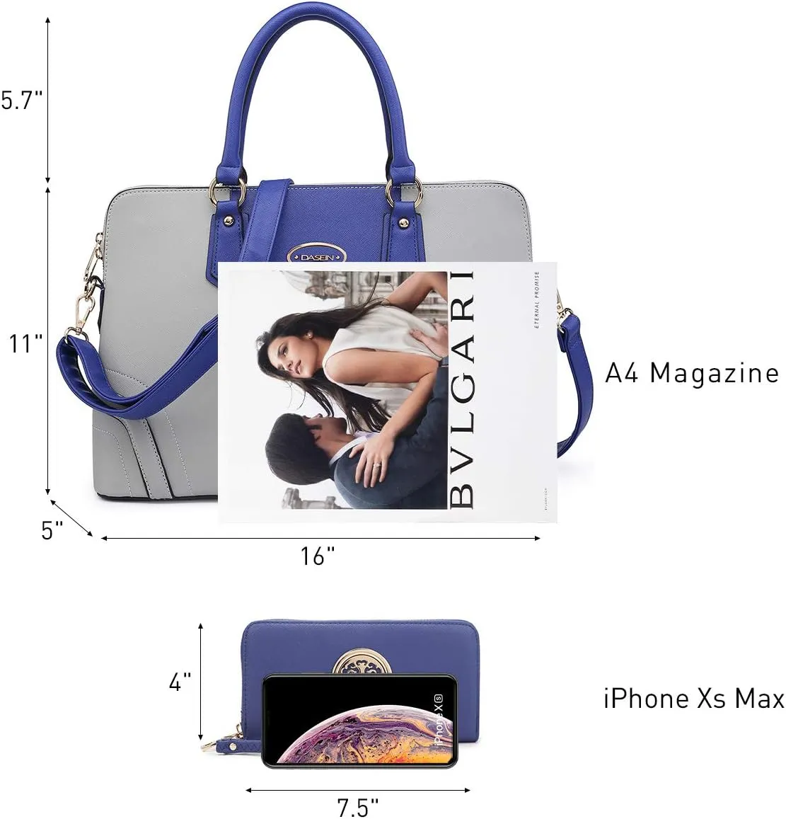 Dasein Women Two Tone Tote Colorblock Purses Handbags for Women Shoulder Work Bag