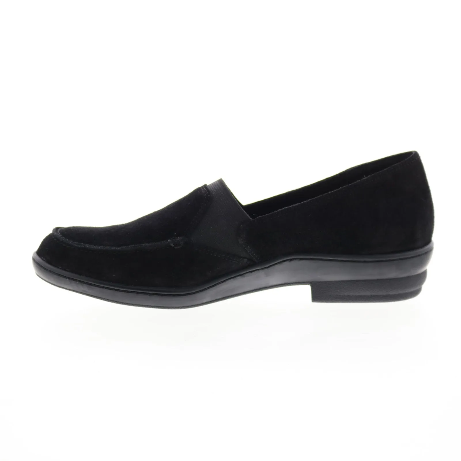 David Tate Stretchy Womens Black Leather Slip On Loafer Flats Shoes