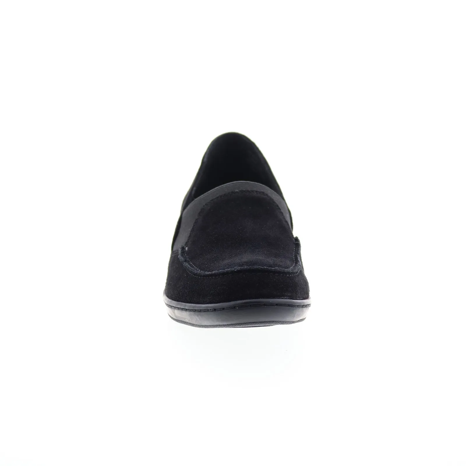 David Tate Stretchy Womens Black Leather Slip On Loafer Flats Shoes