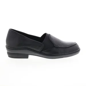 David Tate Stretchy Womens Black Narrow Leather Slip On Loafer Flats Shoes