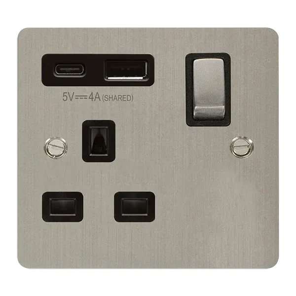 Define 'INGOT' 13A 1  GANG  SWITCHED SAFETY SHUTTER SOCKET OUTLET WITH TYPE A & C USB (4A) OUTLETS