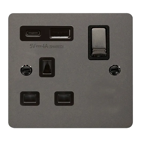 Define 'INGOT' 13A 1  GANG  SWITCHED SAFETY SHUTTER SOCKET OUTLET WITH TYPE A & C USB (4A) OUTLETS