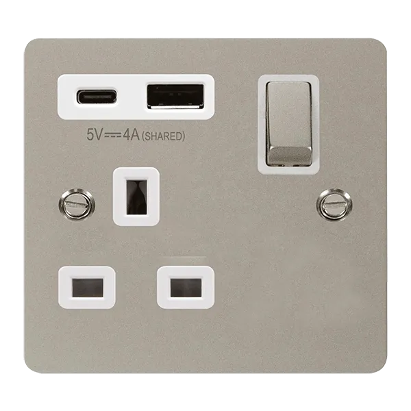 Define 'INGOT' 13A 1  GANG  SWITCHED SAFETY SHUTTER SOCKET OUTLET WITH TYPE A & C USB (4A) OUTLETS