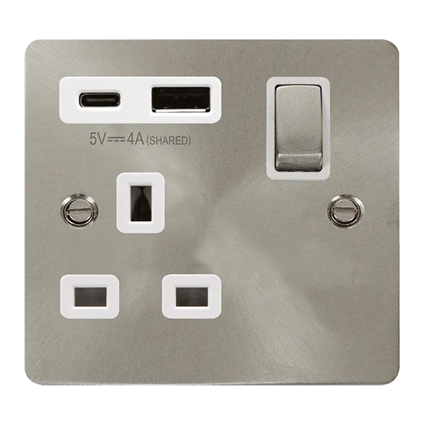Define 'INGOT' 13A 1  GANG  SWITCHED SAFETY SHUTTER SOCKET OUTLET WITH TYPE A & C USB (4A) OUTLETS