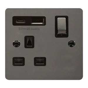 Define 'INGOT' 13A 1  GANG  SWITCHED SAFETY SHUTTER SOCKET OUTLET WITH TYPE A & C USB (4A) OUTLETS