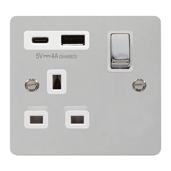 Define 'INGOT' 13A 1  GANG  SWITCHED SAFETY SHUTTER SOCKET OUTLET WITH TYPE A & C USB (4A) OUTLETS