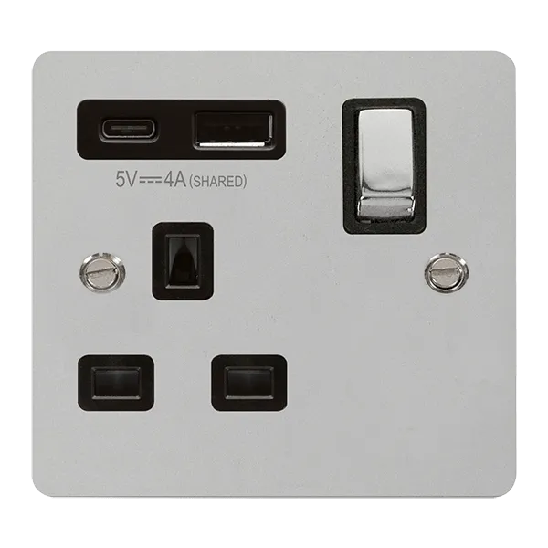 Define 'INGOT' 13A 1  GANG  SWITCHED SAFETY SHUTTER SOCKET OUTLET WITH TYPE A & C USB (4A) OUTLETS