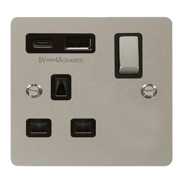 Define 'INGOT' 13A 1  GANG  SWITCHED SAFETY SHUTTER SOCKET OUTLET WITH TYPE A & C USB (4A) OUTLETS