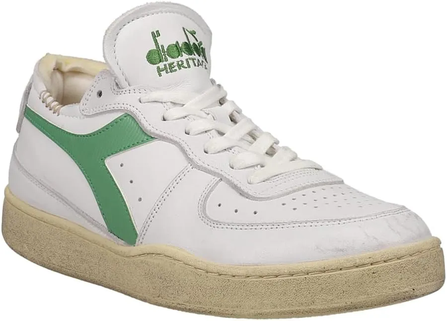 Diadora Mens Mi Basket Row Cut Lace Up Sneakers Shoes Casual - White
