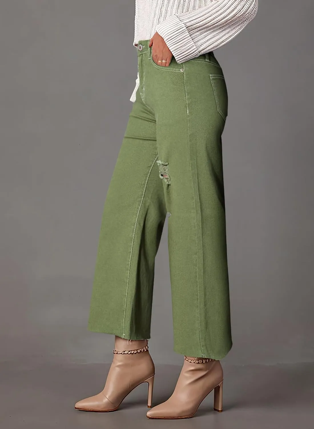 Dokotoo Womens High Waist Baggy Jeans Wide Leg Casual Petite 2025 8 Points Length Stretch Denim Pants