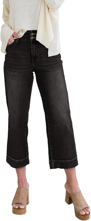 Dokotoo Womens Summer Jeans High Waisted Wide Leg Baggy Jeans for Women Stretch Denim Pants