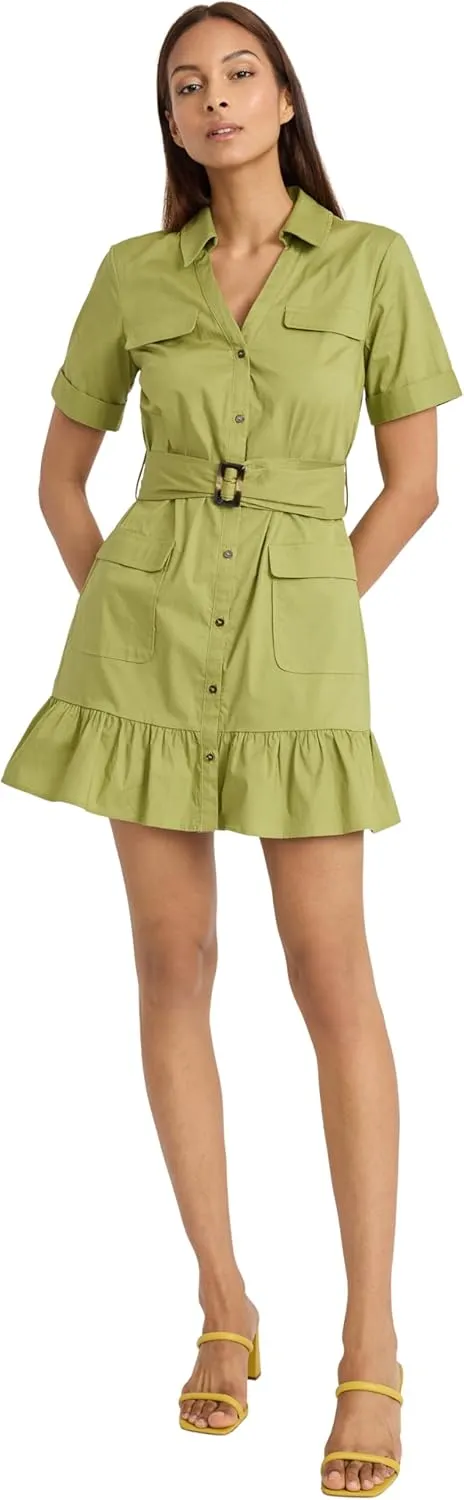 Donna Morgan Short-Sleeved Belted Shirt Perfect as a Summer, Beach, Or Casual, Vacation Dresses for Women
