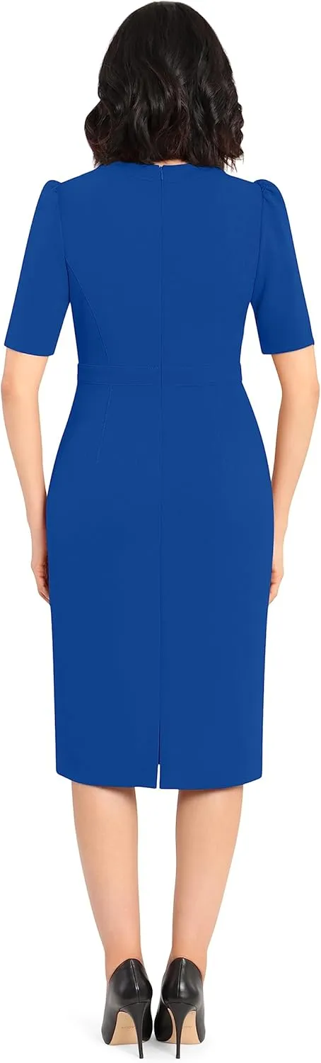 Donna Morgan Women's Sleek and Sophisticated Workwear Crepe Dress Office Career Desk to Dinner Occasion Guest of