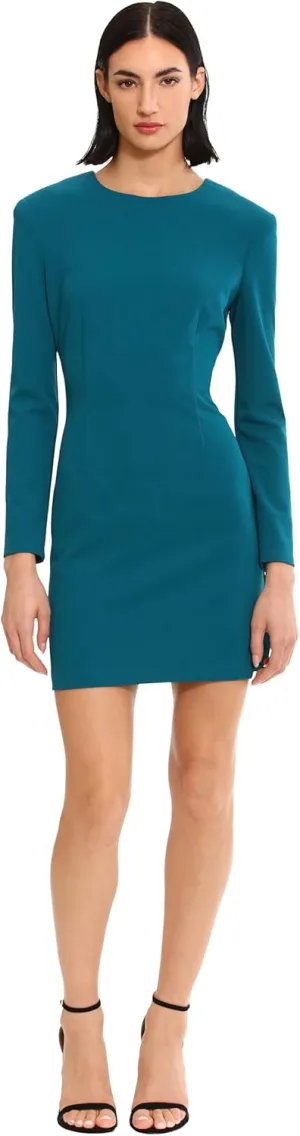 Donna Morgan Women's Sleek Extended Shoulder Crepe Sheath Dress Event Occasion Guest of