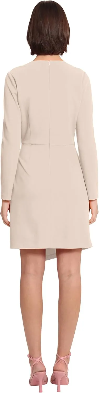 Donna Morgan Women's Sleek Faux Wrap Dress with Asymmetric Skirt Office Workwear Event Guest of