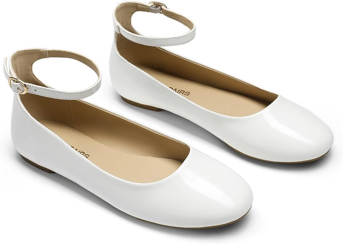 DREAM PAIRS Women's Dressy Ballet Flats Shoes Round Toe Comfortable Ankle Strap Patent Ballerina Flats Shoes