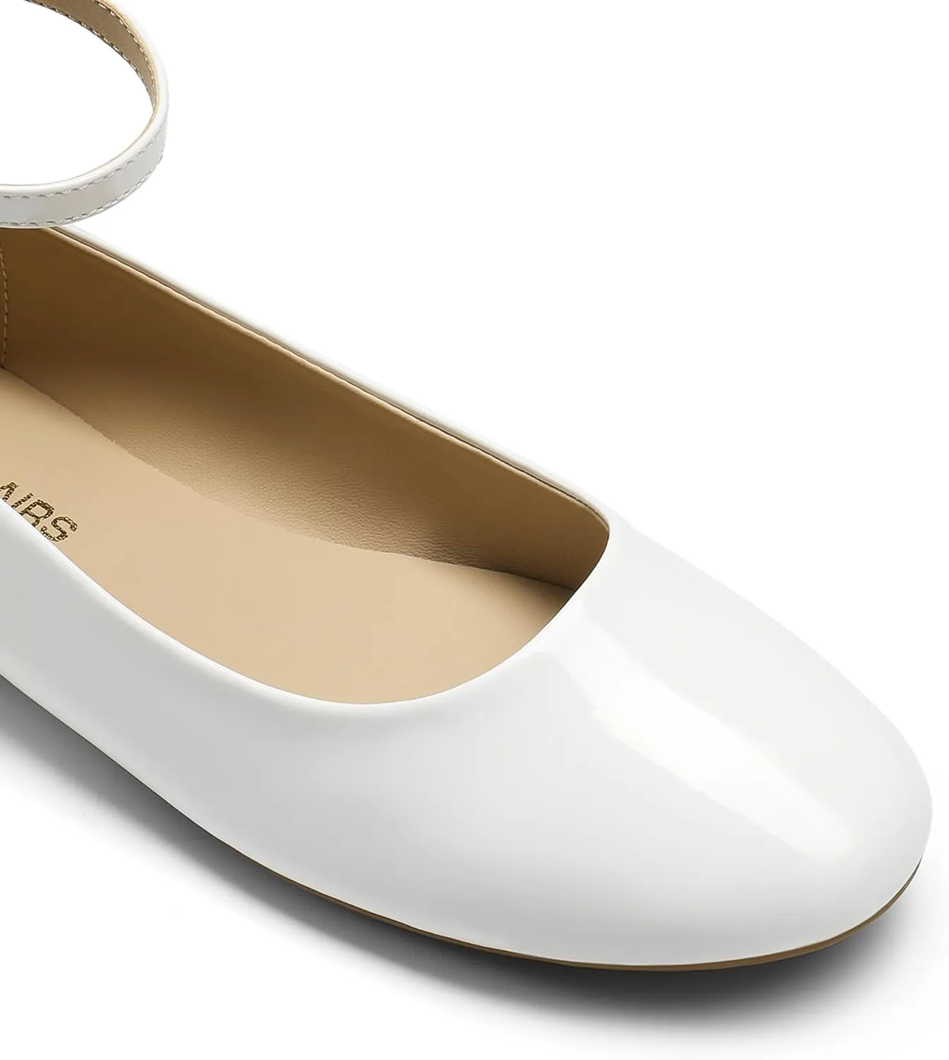DREAM PAIRS Women's Dressy Ballet Flats Shoes Round Toe Comfortable Ankle Strap Patent Ballerina Flats Shoes