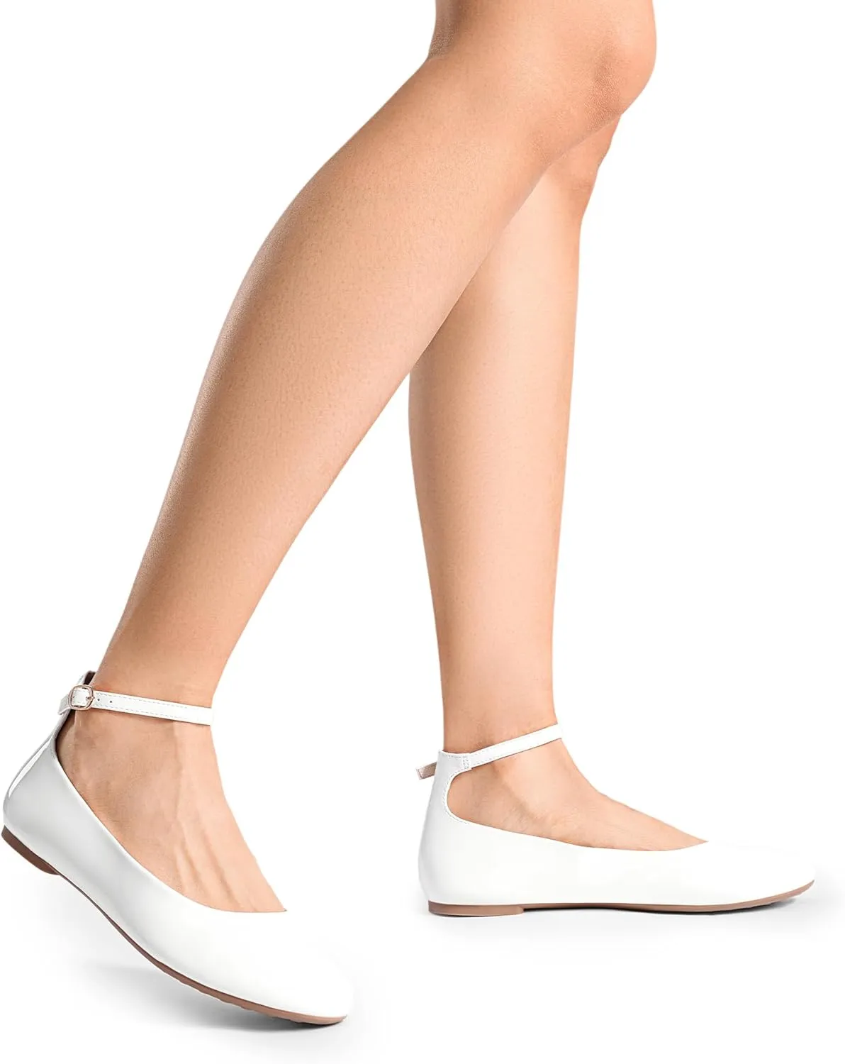 DREAM PAIRS Women's Dressy Ballet Flats Shoes Round Toe Comfortable Ankle Strap Patent Ballerina Flats Shoes
