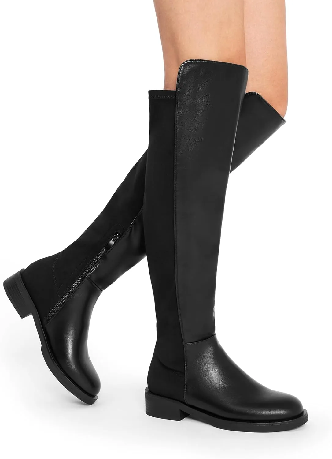 DREAM PAIRS Women's Knee High Boots, Comfortable Thigh High Daily Low Flat Heel Boots, SDOB2409W