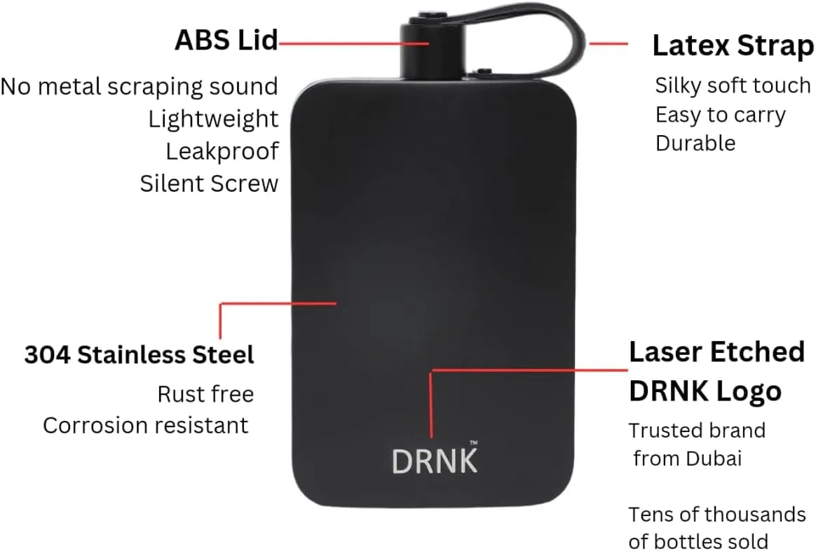 DRNK Steel | Flat Water Bottle as Seen on Shark Tank | Workplace Hydration, Travel, Hiking, and Gym | Leak Proof | Non-Toxic | BPA-Free | 17oz (500ml) [Coral]