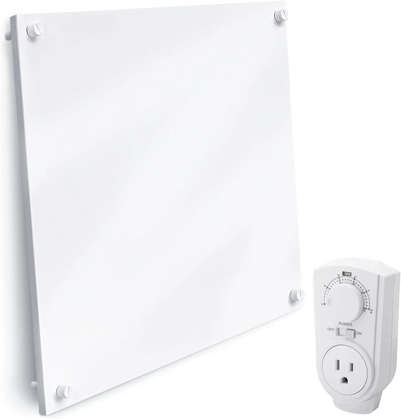 EconoHome Wall Heater Panel with Thermostat - Electric Wall Mounted Heater for Indoor Use - 400Watt Convection Heater - Perfect for Rooms Up to 120 Sq Ft - 120V - Updated Model