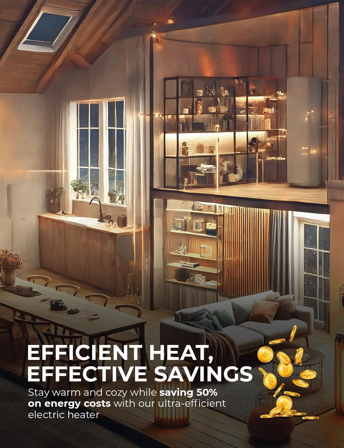 EconoHome Wall Heater Panel with Thermostat - Electric Wall Mounted Heater for Indoor Use - 400Watt Convection Heater - Perfect for Rooms Up to 120 Sq Ft - 120V - Updated Model