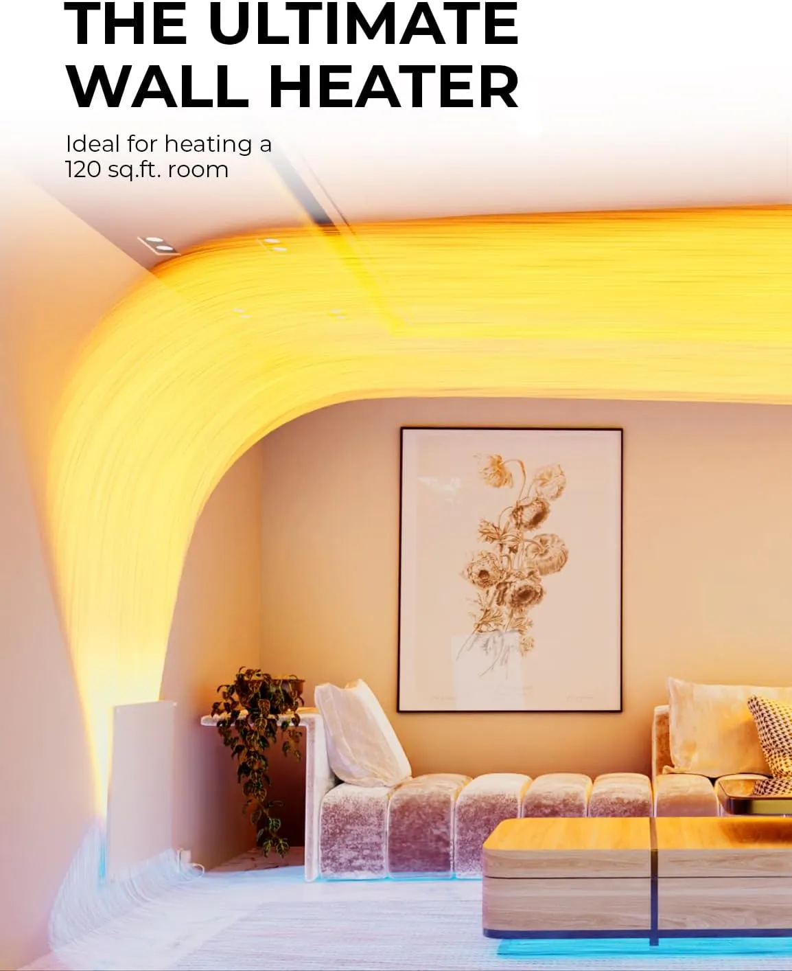 EconoHome Wall Heater Panel with Thermostat - Electric Wall Mounted Heater for Indoor Use - 400Watt Convection Heater - Perfect for Rooms Up to 120 Sq Ft - 120V - Updated Model