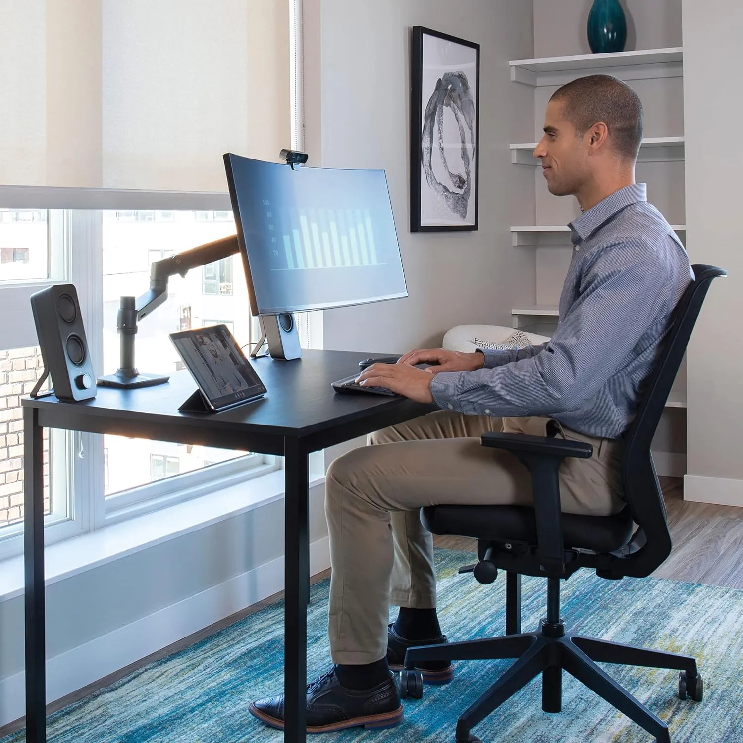 Ergotron – LX Monitor Arm, Single Monitor Desk Mount – fits Flat Curved Ultrawide Computer Monitors up to 34 Inches, 7 to 25 lbs, VESA 75x75mm or 100x100mm – Matte Black