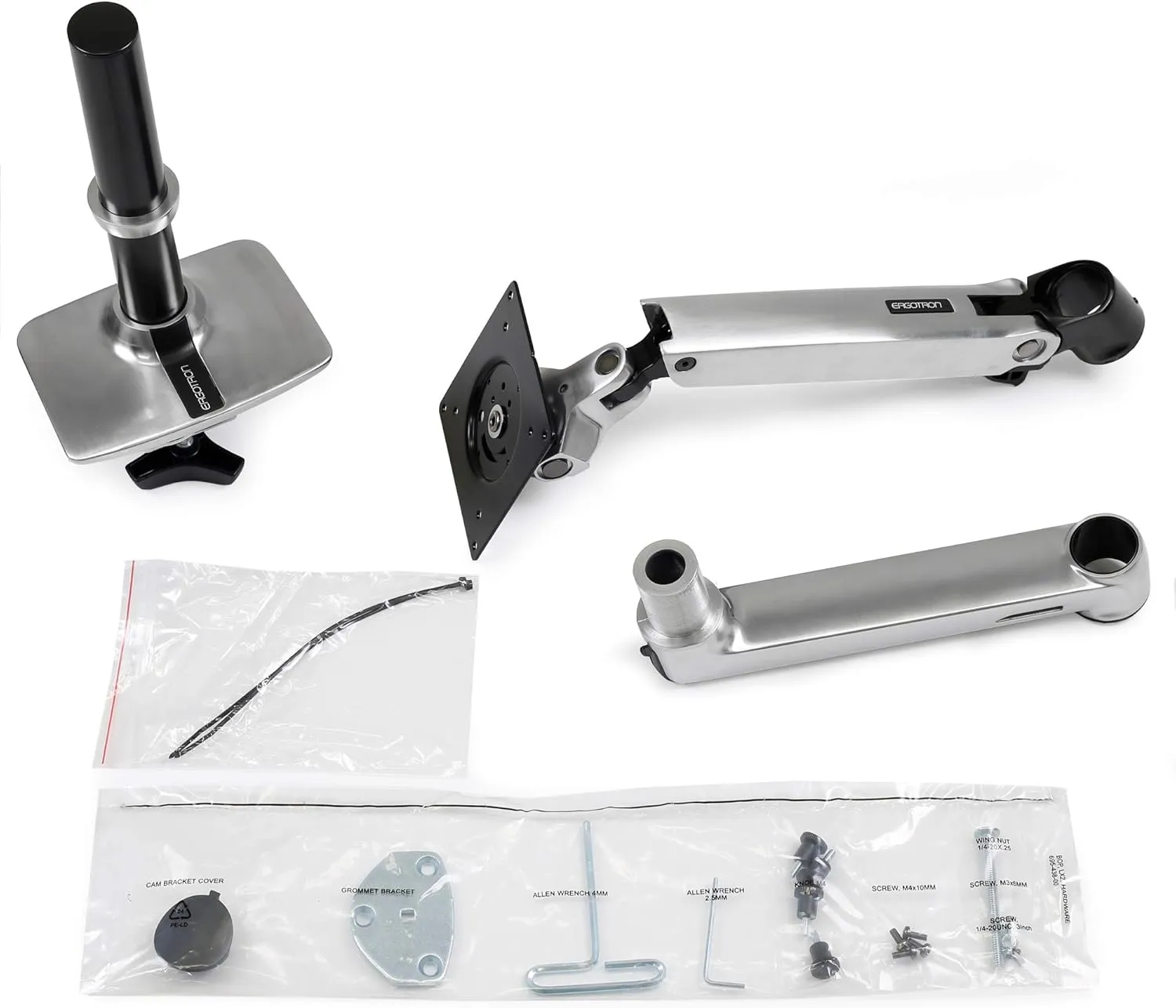 Ergotron – LX Monitor Arm, Single Monitor Desk Mount – fits Flat Curved Ultrawide Computer Monitors up to 34 Inches, 7 to 25 lbs, VESA 75x75mm or 100x100mm – Tall Pole, Polished Aluminum