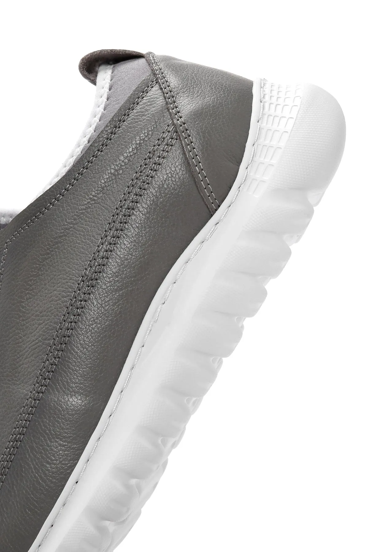 Erkek Gri Bağcıklı Deri Casual Sneaker