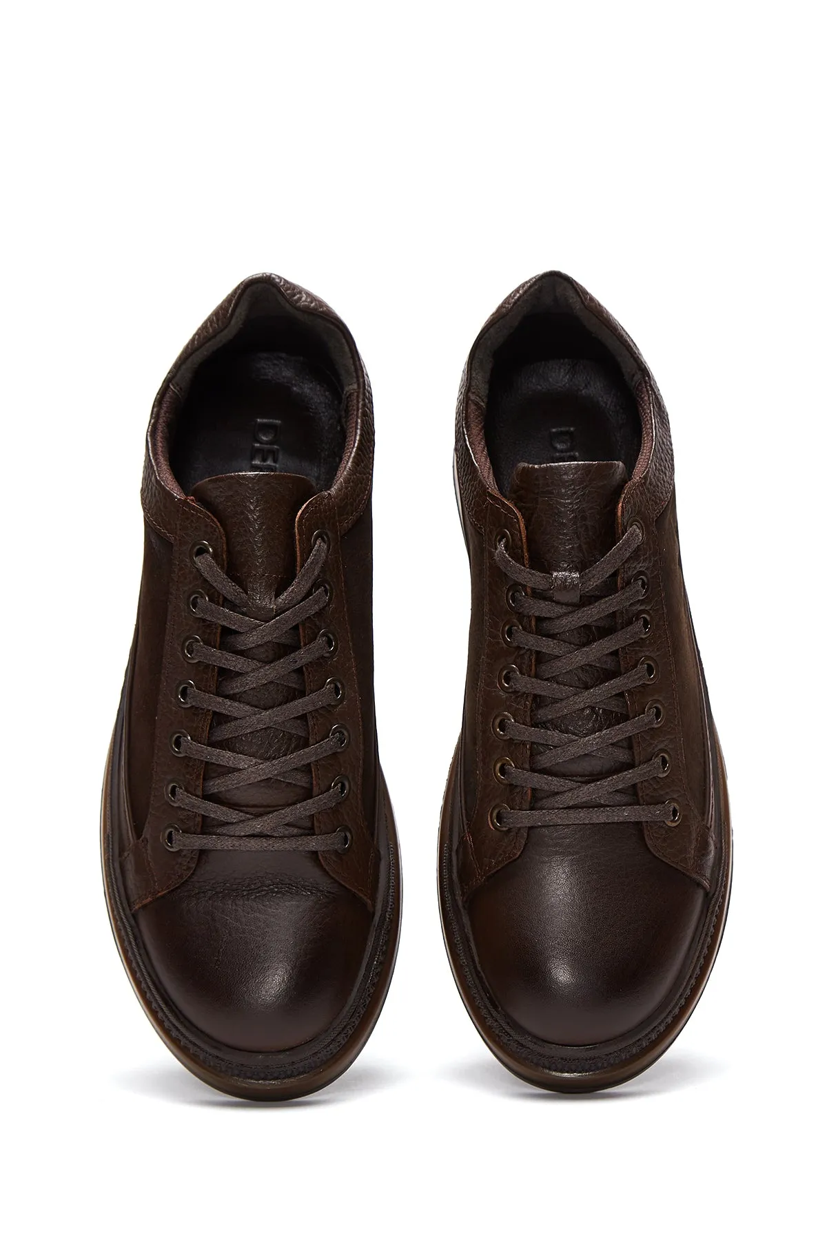 Erkek Kahverengi Deri Casual Sneaker