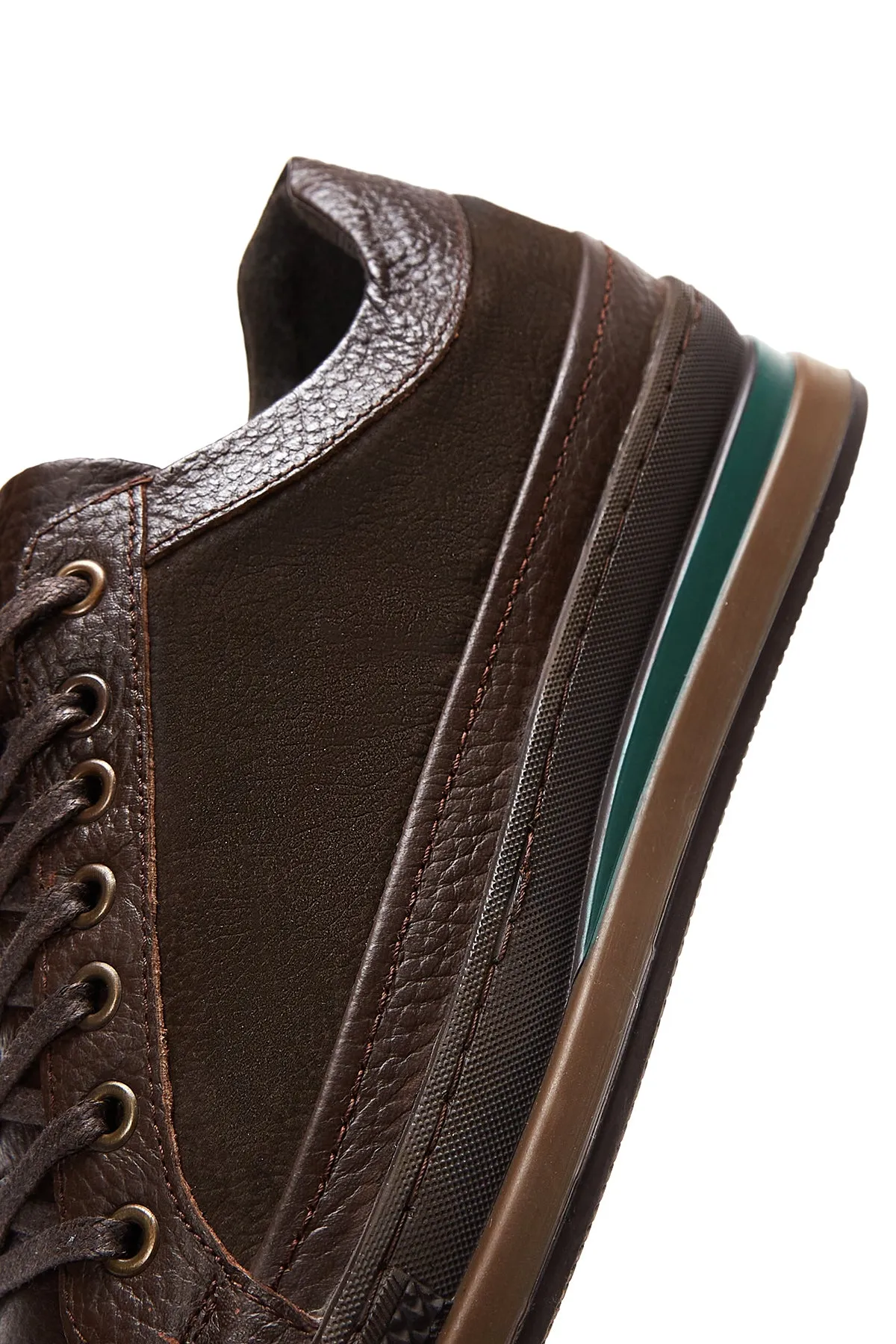 Erkek Kahverengi Deri Casual Sneaker