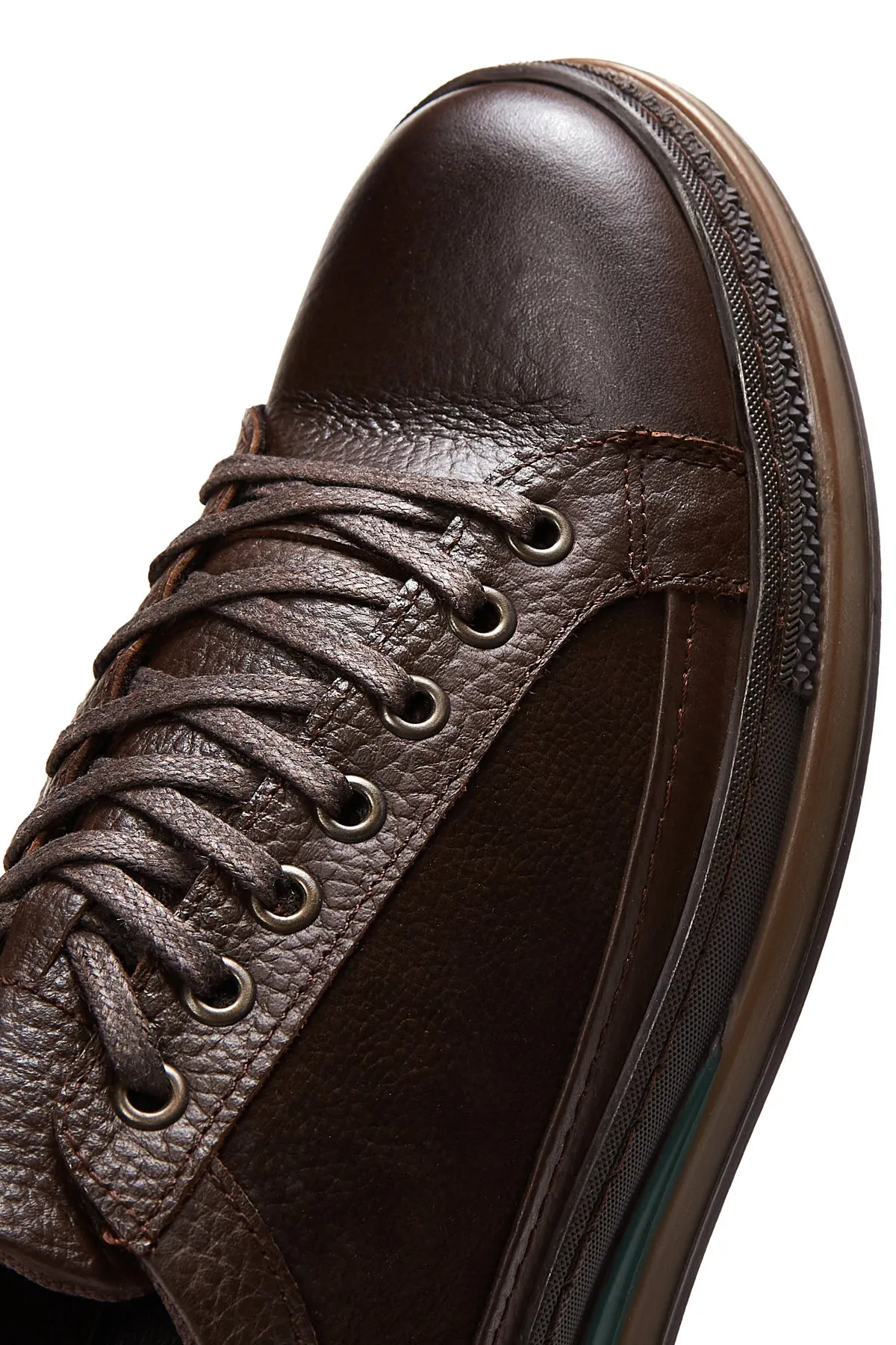 Erkek Kahverengi Deri Casual Sneaker