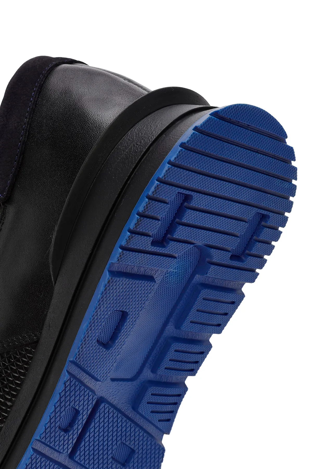 Erkek Siyah Bağcıklı Deri Casual Sneaker