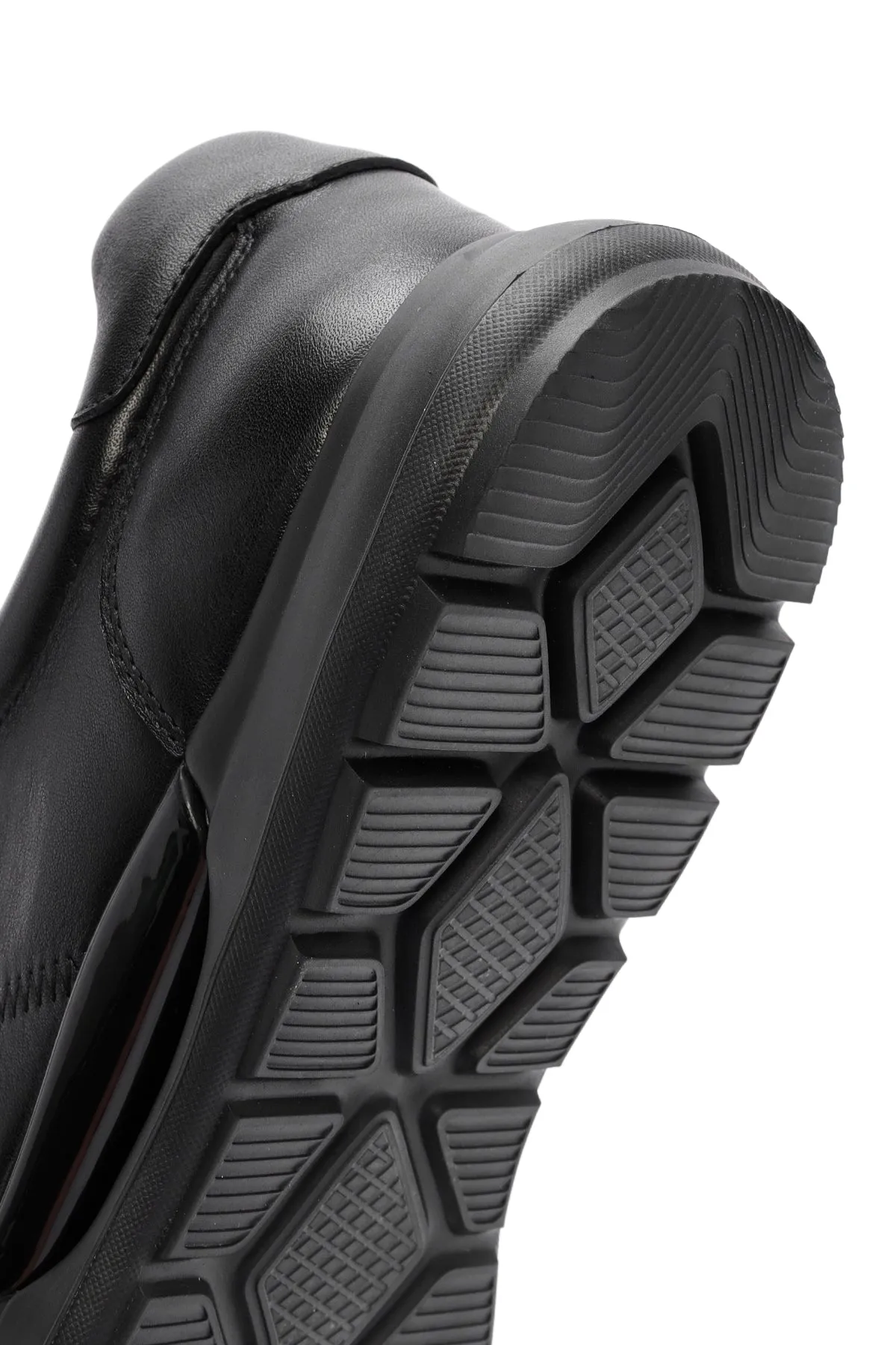 Erkek Siyah Bağcıklı Deri Casual Sneaker