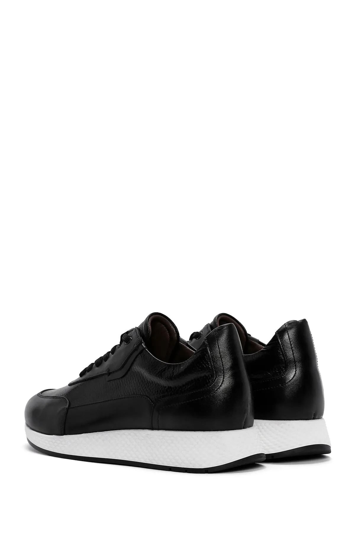 Erkek Siyah Kalın Tabanlı Deri Casual Sneaker