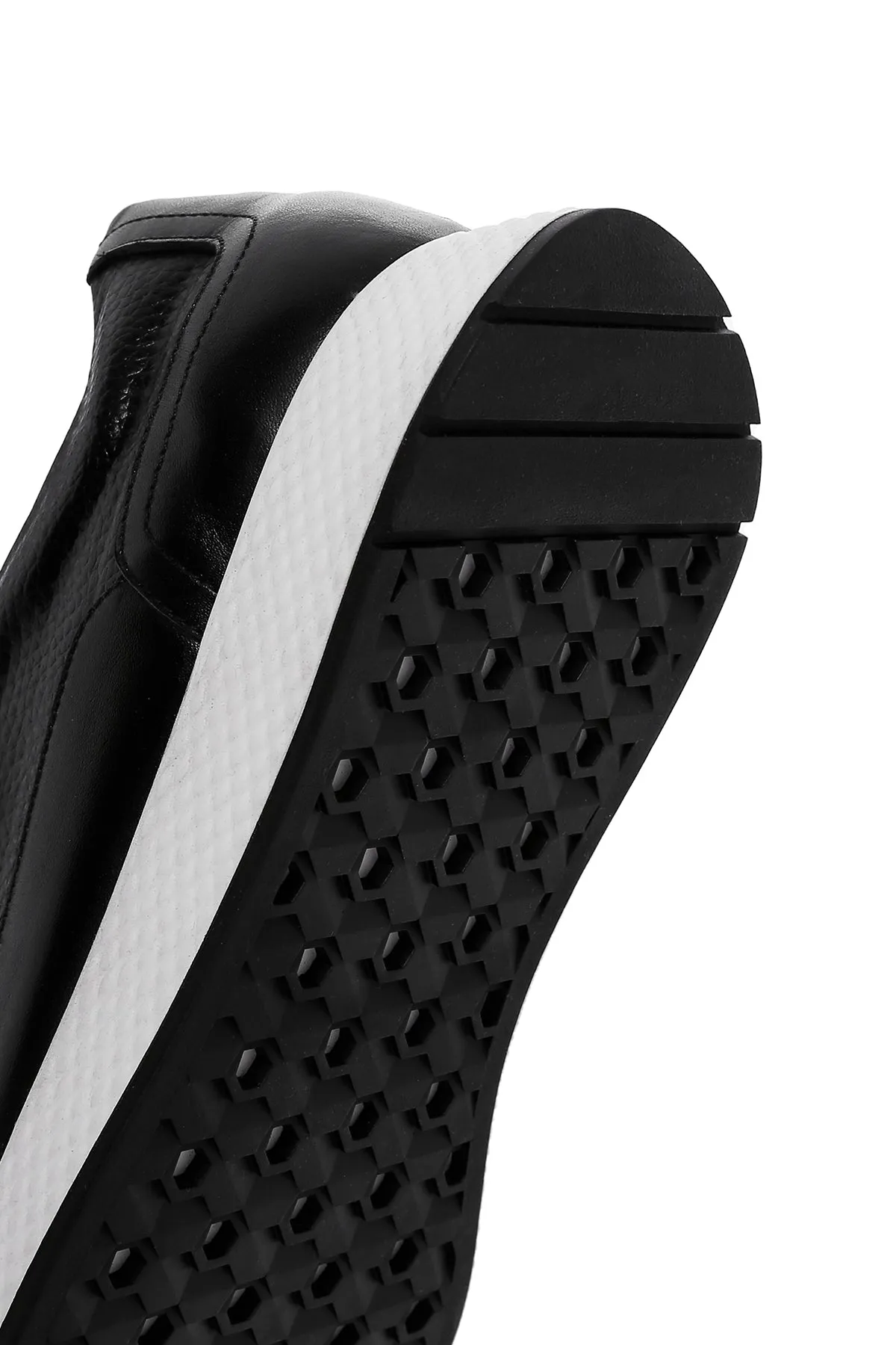Erkek Siyah Kalın Tabanlı Deri Casual Sneaker