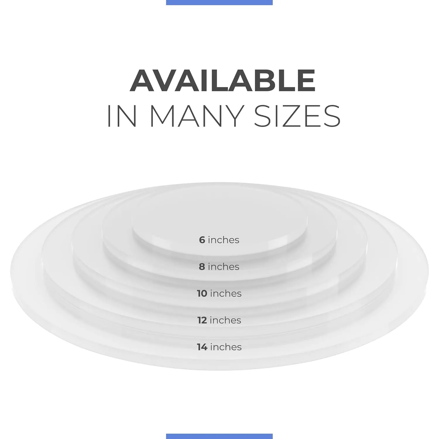 Fab Glass and Mirror Plexiglass Sheet, 8 Inch Diameter 1/4" Clear Round Acrylic Sheet, Pack of 2 Cake Disc, Flat Edge Plexiglass Table Top, Lucite Circle Round Disc