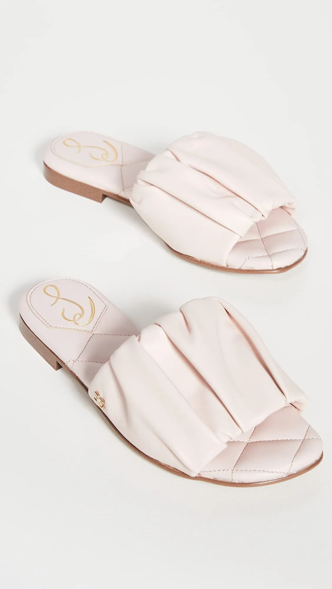 Fast worldwide shipping Mule Leather Briar Toe Best-seller sale Sam Edelman Pink Flat Slide Pale Comfort Open Sandals