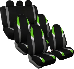 FH Group Three Row 7 Seater - Premium Modernistic Seat Covers - Fit Most Car, Truck, SUV, & Van Green/Black
