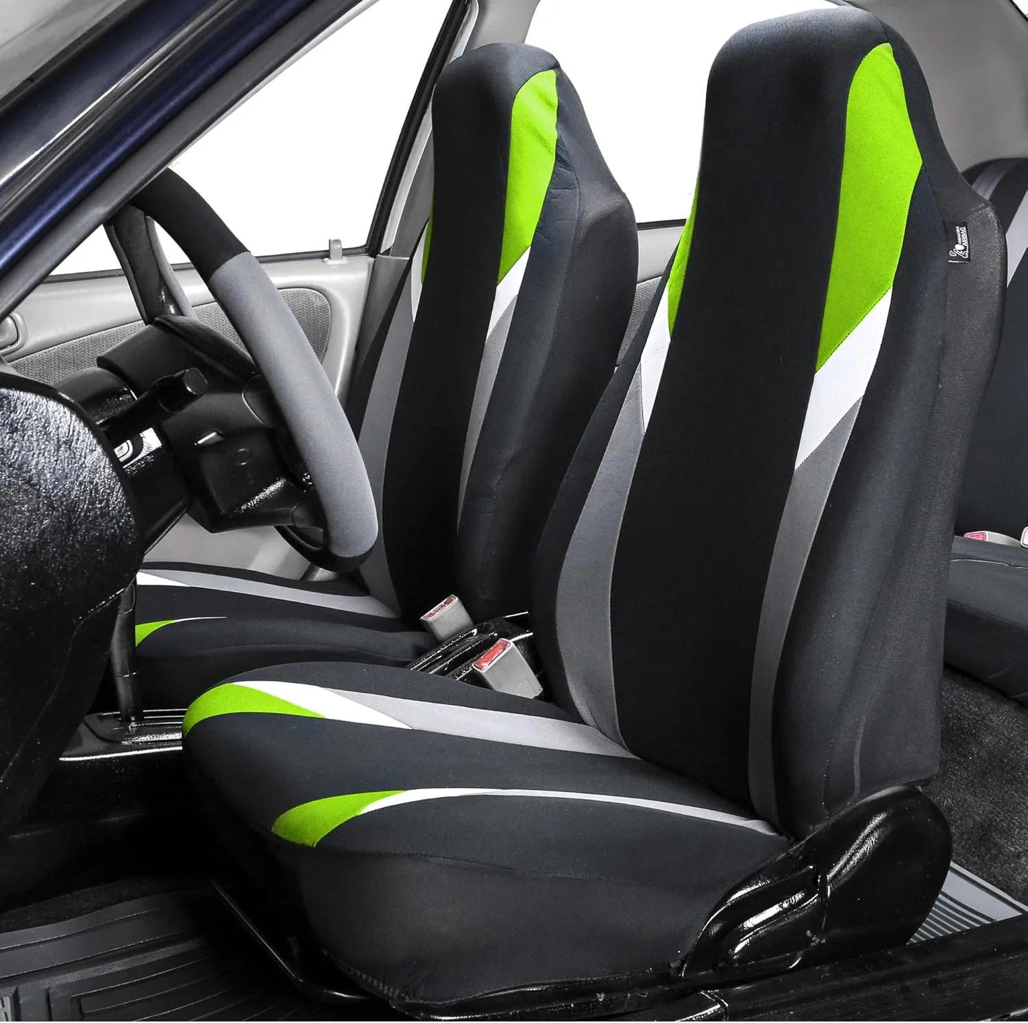FH Group Three Row 7 Seater - Premium Modernistic Seat Covers - Fit Most Car, Truck, SUV, & Van Green/Black