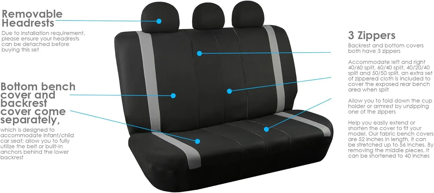 FH Group Three Row 7 Seater - Premium Modernistic Seat Covers - Fit Most Car, Truck, SUV, & Van Green/Black