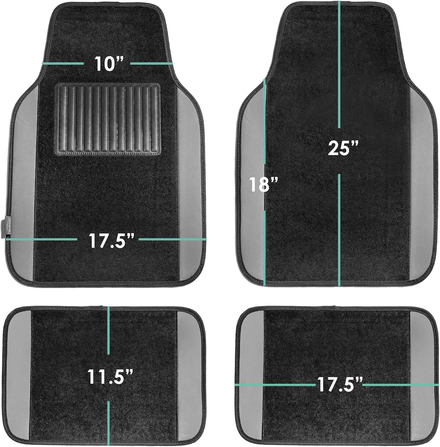 FH Group Unique Flat Cloth Seat Covers with Premium Carpet Floor Mats- Fit Most Car, Truck, SUV, or Van (Gray/Black) FB032115-(Mint/Black) F14407