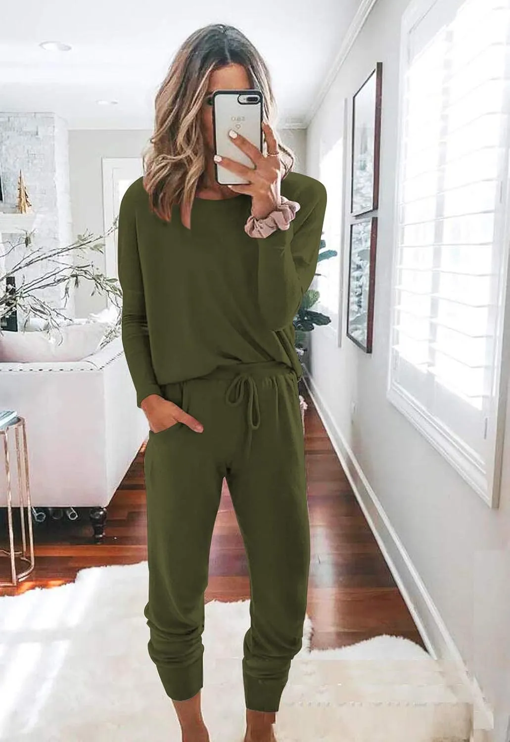 Fixmatti Women Casual 2 Piece Outfit Long Pant Set Sweatsuits Tracksuits