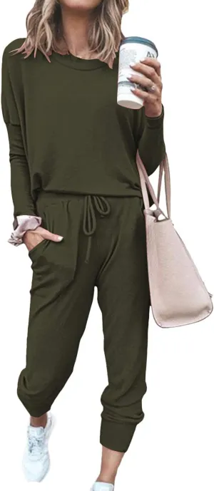 Fixmatti Women Casual 2 Piece Outfit Long Pant Set Sweatsuits Tracksuits