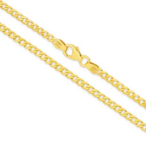 Flat Curb 2.4mm Solid Yellow Gold Chain