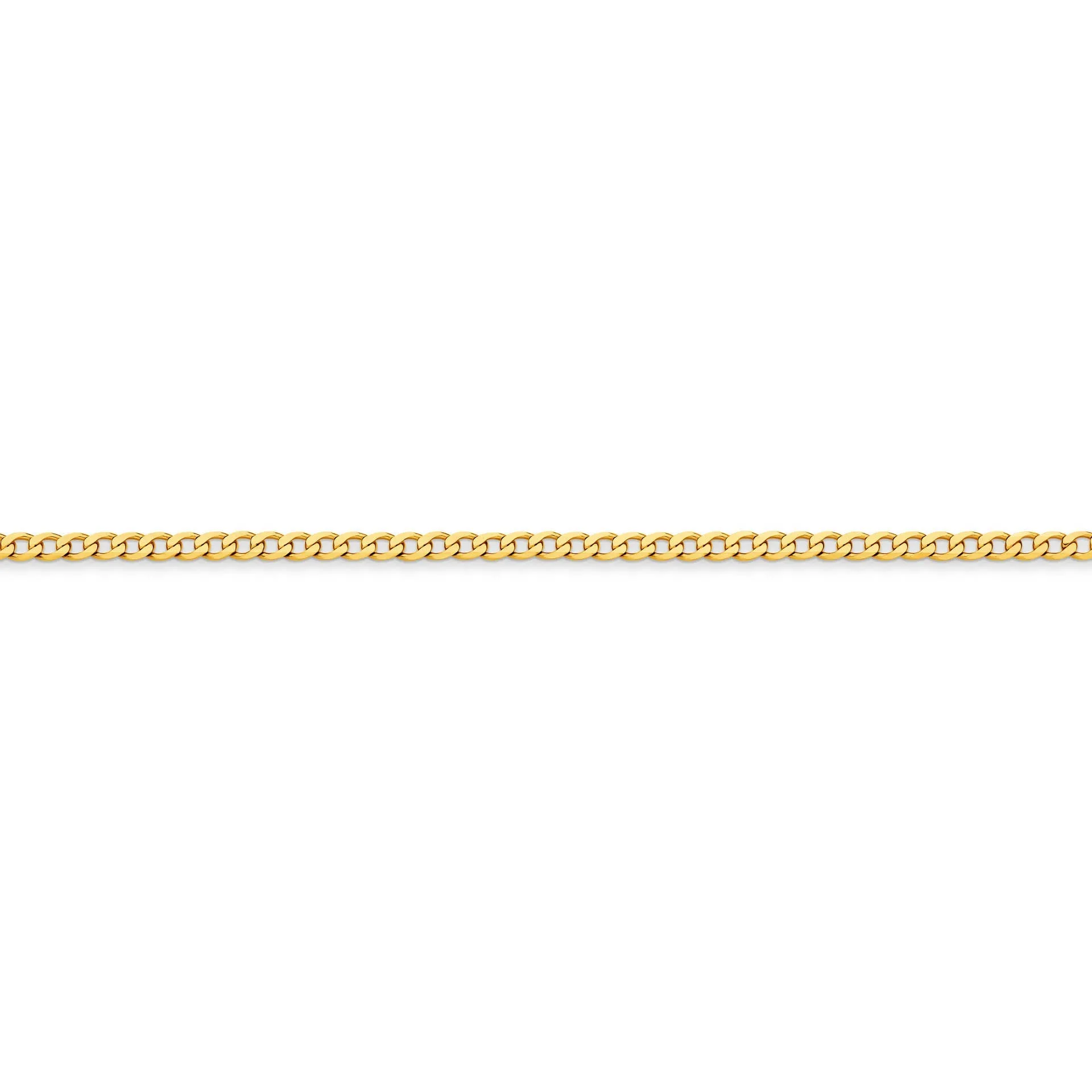 Flat Curb 2.4mm Solid Yellow Gold Chain