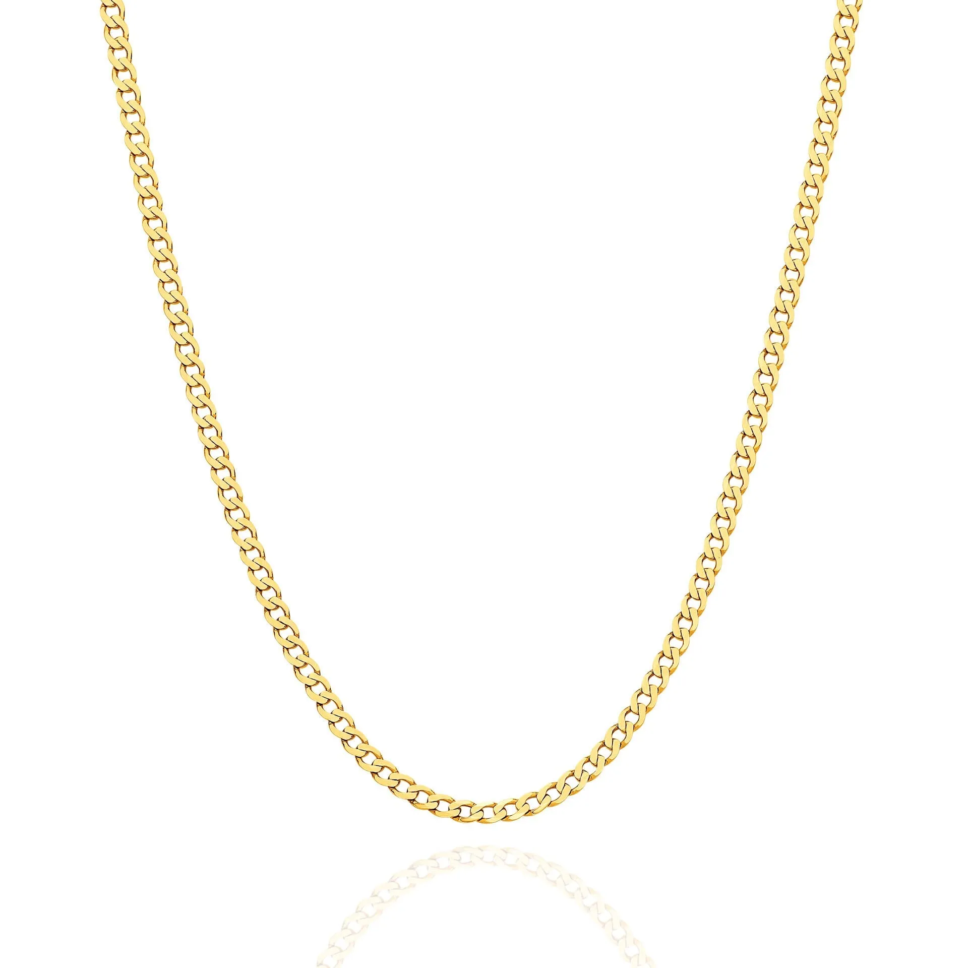Flat Curb 2.4mm Solid Yellow Gold Chain