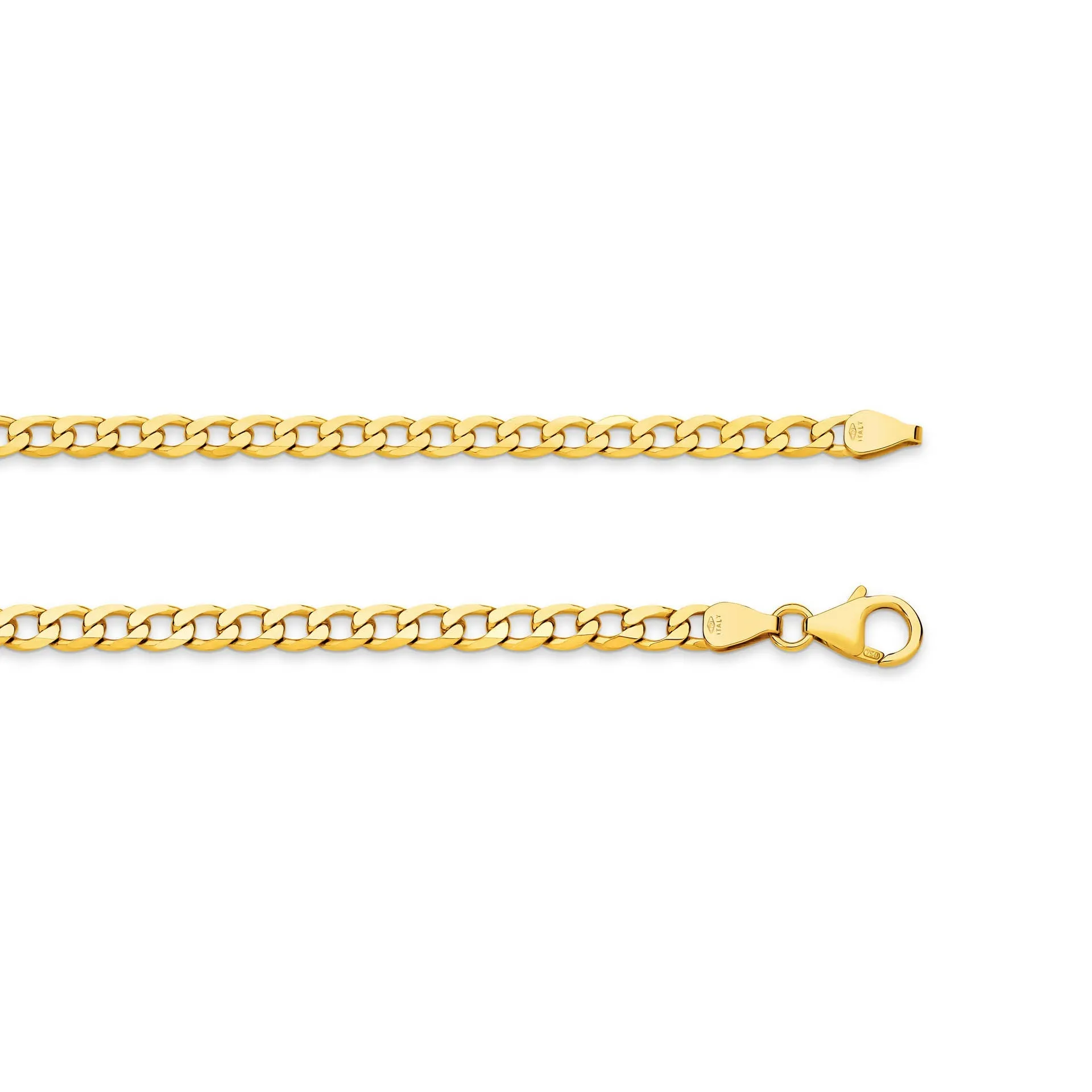 Flat Curb 3.95mm Solid Yellow Gold Chain